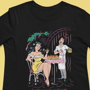 RETRO PASTA QUEEN T-SHIRT EVERYTHING YOU SEE I OWE TO SPAGHETTI PINUP GIRL